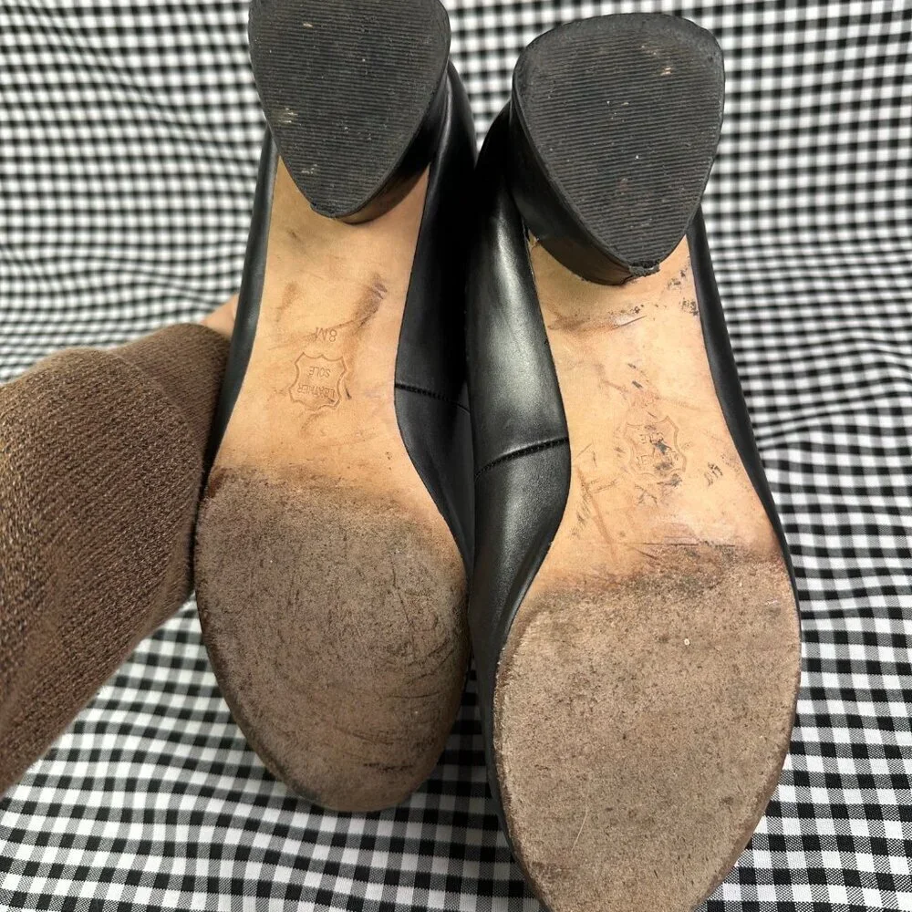 Tory Burch Elizabeth Round Toe Pump Black Minimalist Logo Women's Size 8